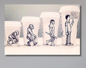 Coffee Evolution Poster Print,Coffee Lover’s gift,Cafe Canvas Wall decor,Coffee Art for the Kitchen,Coffee Inspired Home Decor,coffee cup