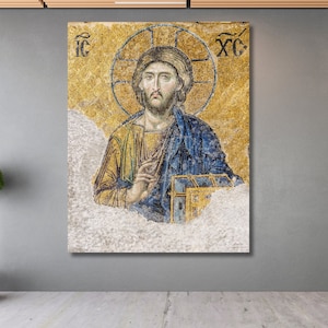 Portrait of Jesus Christ Pantocrator|The Christ Pantocrator of St. Catherine&#39;s Monastery at Sinai Canvas Jesus Print|Christ gift|Jesus Gift