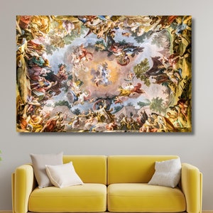 Renaissance Heaven Painting Poster,Renaissance Canvas Wall Art,Angel Artwork,Renaissance Artwork,Fresco Art,Classic Art decor,gift idea