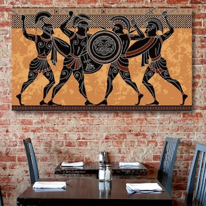Spartan Warrior Canvas Gift,Game Room Canvas Print,Spartans Wall Decor,Spartan Hero Canvas Painting Wall Art,Man Cave Wall Art,Greek Ancient