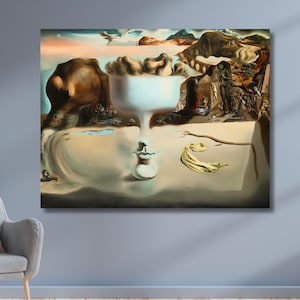 Salvador Dali Apparition of Face and Fruit Dish on a Beach Painting Canvas Wall Art,Surreal Print,Surreal Art,Dali Art,Classic Art Lovers