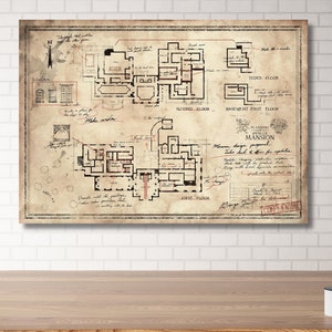 Poster mappa Resident Evil/Piano The Spencer Mansion Canvas Wall Art/Decorazione Man Cave/Decorazione sala giochi/Piano e mappa The Spencer Mansion/Idea regalo
