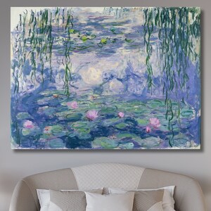 Claude Monet Water Lilies, home decor, classic art, flower painting, Mother&#39;s Day gift, Gift for her, Dinning Room Decor, Ready To Hang