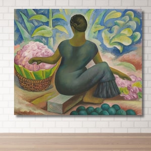 Diego Rivera Poster Art,Flower Seller Wall Art,Mexican Art,Colorful Floral Artwork,Traditional Mexican Folk Art,Iconic Flower Seller Paint