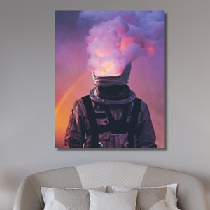 Colorful Astronaut Canvas Wall Decor,Astronaut Poster,Surreal Astronaut Canvas Print,Space Wall Art,colorful wall decor,space lovers gift
