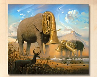African Sonata Canvas Print Elephants Art Canvas Wall Art,Framed Canvas,Elephants Poster,Elephant Print,Animal Wall Art,Farmhouse Home decor