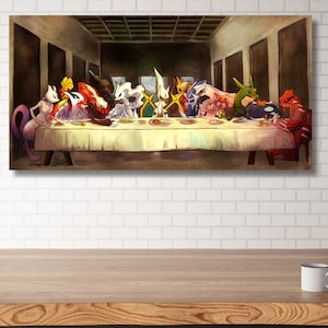 Last Supper Cartoon Heroes Poster Print|Last Supper Cartoon Heroes Wall Art|Gift For Kids|Gift For Children|Heroes