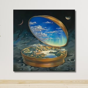 Vladimir Kush Open World Poster Canvas Wall Art, Surreal Painting, Vladimir Kush Wall Decor, Vladimir Kush Poster, Ready To Hang, gift idea