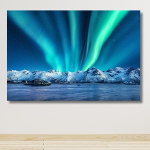 Northern Lights Framed Poster Canvas Wall Art, Aurora Wall Art, Borealis Printing, Nature Home Decor, Reading To Hang,Mother&#39;s Day gift idea