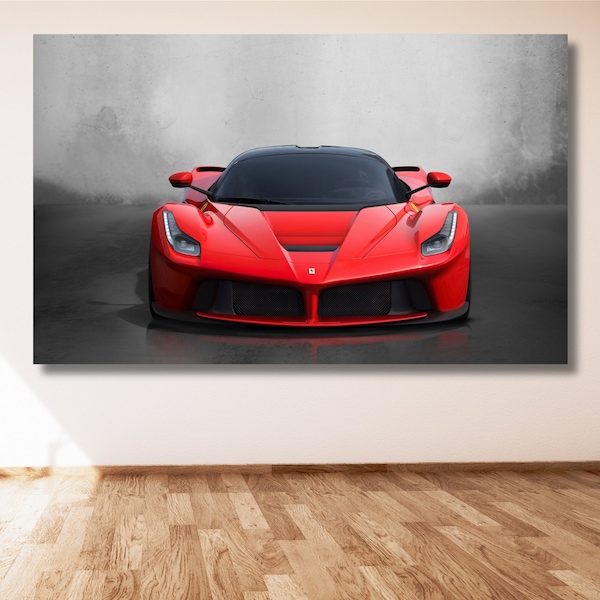 Ferrari CANVAS, Extra Large Ferrari Poster, Red Ferrari Painting,Man Cave Decoration, Car Painting, Boys Room Decor,Gift for him, kids room