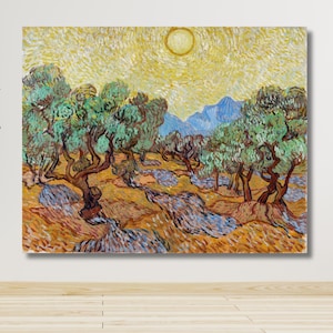Olive Trees (1889) by Vincent Van Gogh Poster Canvas Wall Art, Van Gogh Art,Famous Print,Home Decor,Gift idea, ready to hang,High quality