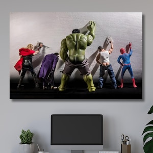 Avengers Movie Poster,Avangers Toilet Superheroes Canvas Poster Wall Art,Avengers Print,Bathroom wall decor,Gift for him,gift for boyfriend