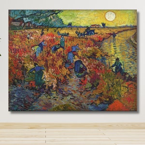 The Red Vineyard (1888) by Vincent van Gogh Poster Canvas Wall Art, famous landscape,Van Gogh Painting,Modern Print, Home Decor idea, gift