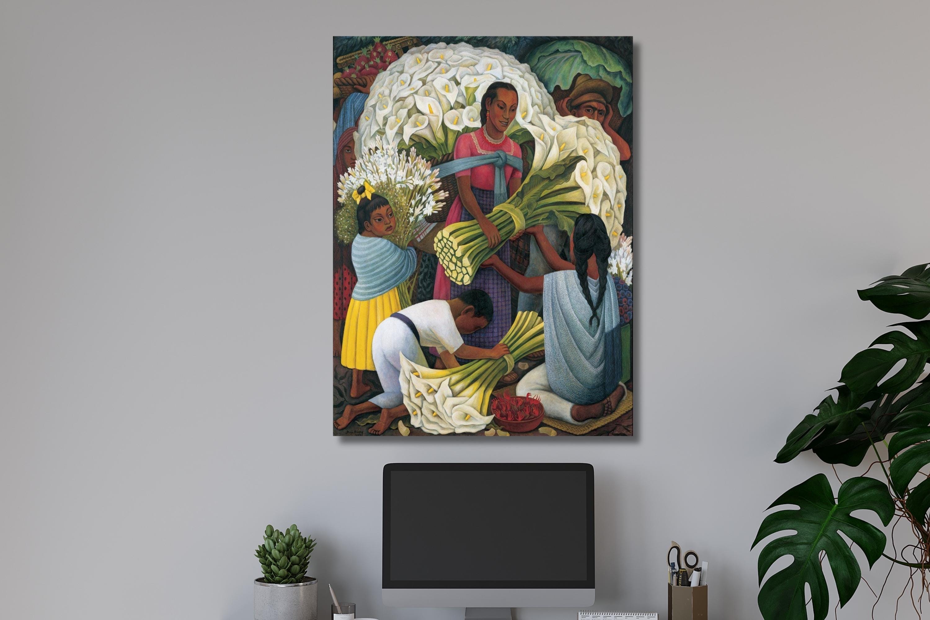 ディエゴ・リベラ作「花売り」、ディエゴ・リベラのカラー・リリー売り、有名なメキシコの芸術、象徴的な花売り、花売りのポスター、クリスマス - Etsy  日本, image size:3000x2000