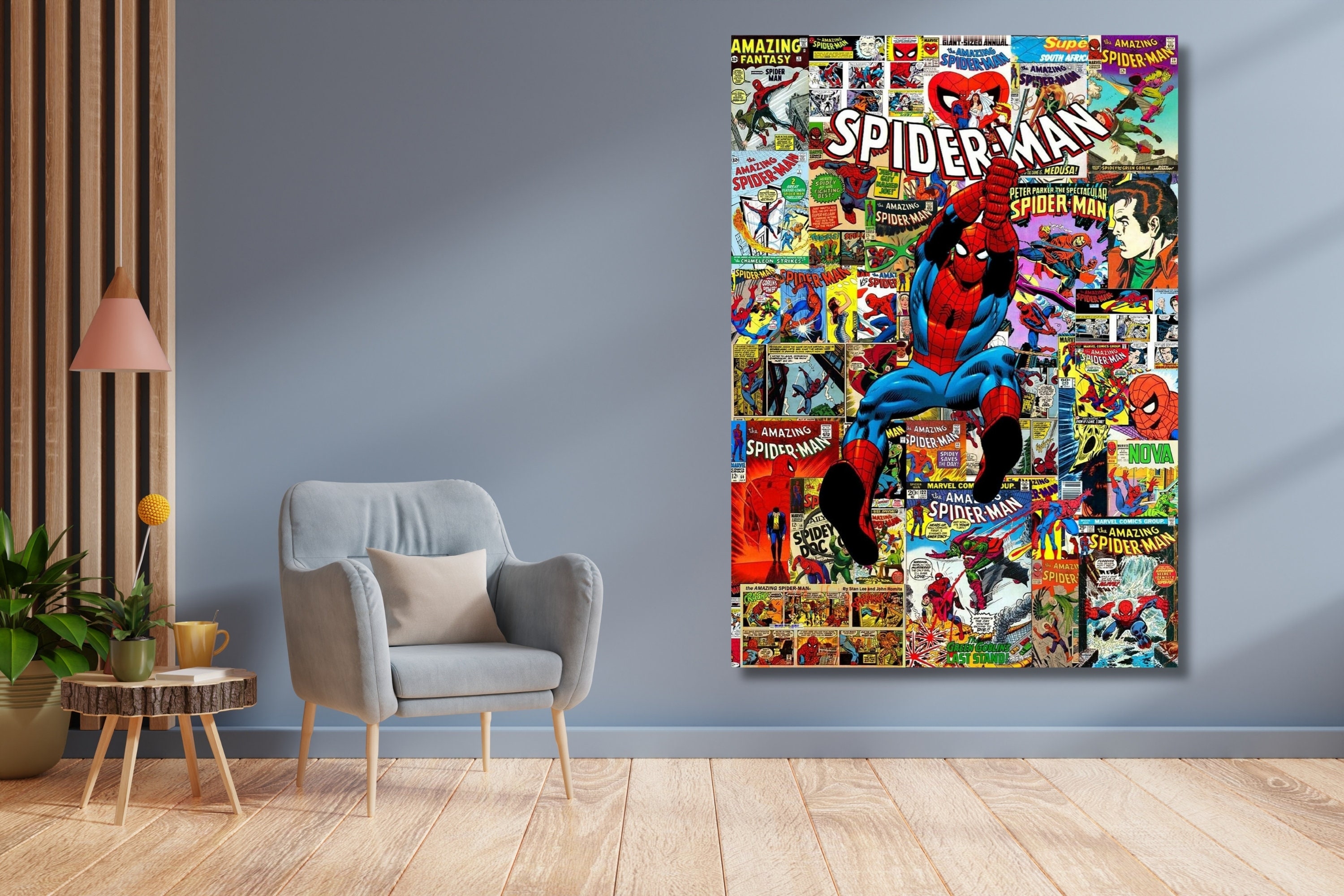 Spiderman Comic Book Cover Poster Canvas Wall Art, Spiderman Art Print ...