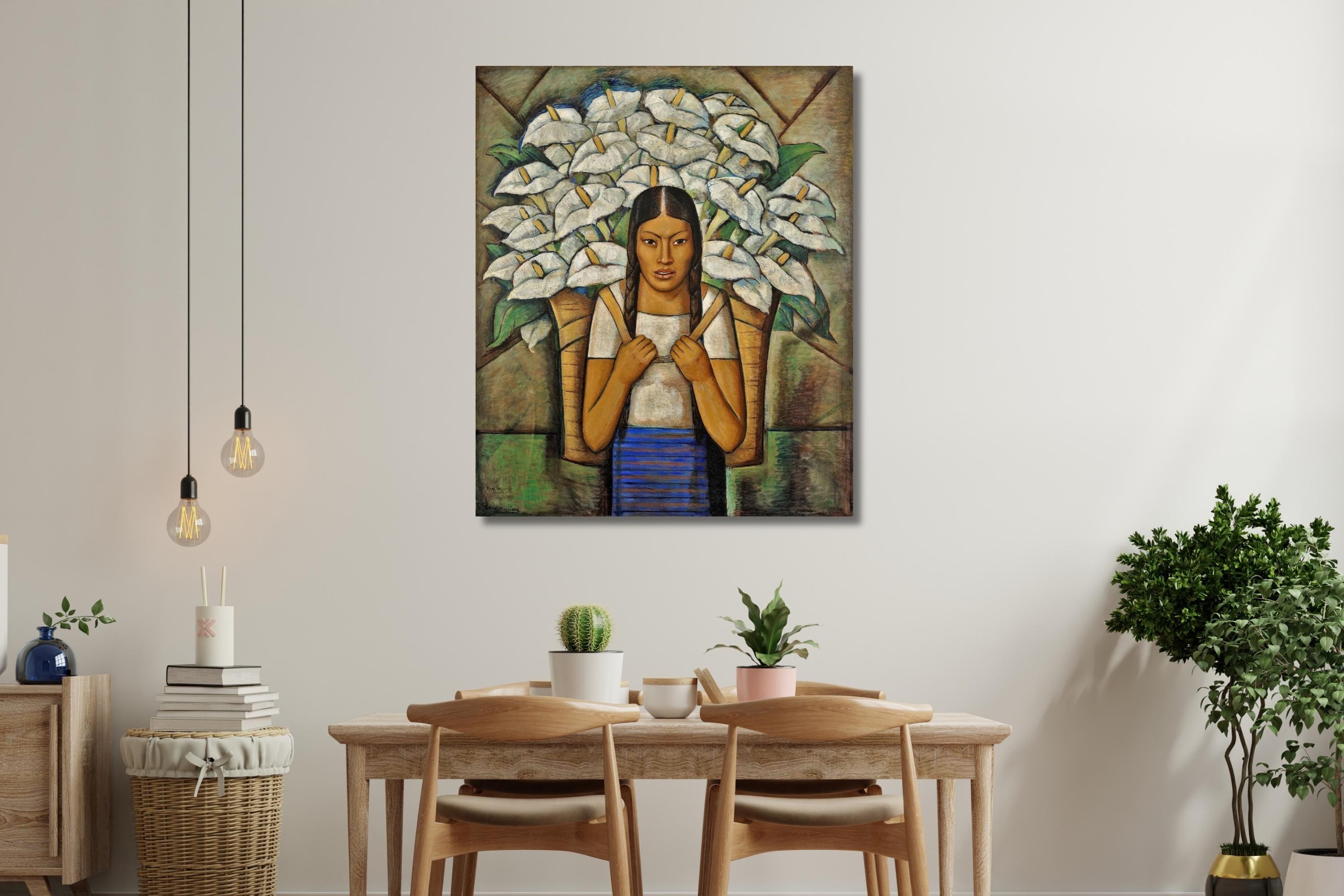 ディエゴ・リベラ作「花を運ぶ人」、ディエゴ・リベラのカラー・リリー売り、有名なメキシコの芸術、象徴的な花を運ぶ人、花売りのポスター、クリスマス -  Etsy 日本, image size:3000x2000