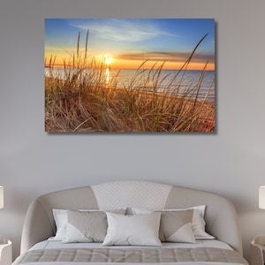 Sunset Sea Shore Beach Canvas Wall Art,Tropical Landscape art,Sunset Poster,Sunset Sea,Sunset Horizon,Ocean Wall Art,Room Decoration