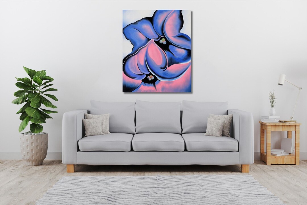 Georgia O'keeffe Blue and Pink Flower Poster Canvas Art,o'keeffe ...