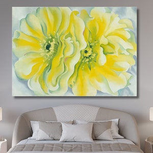 Gelber Kaktus von Georgia O'Keeffe Poster Leinwand Wandkunst, Georgia O'Keeffe Kunst, Blumen Malerei, Geschenkidee für Zuhause, Geschenk für Freundin, Büro