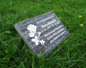 Personalised Green Grey Nature Sandstone Memorial Plaque, Headstone, Remembrance, Sympathy Gift, Grave Marker, Cemetery, Deep Engraved