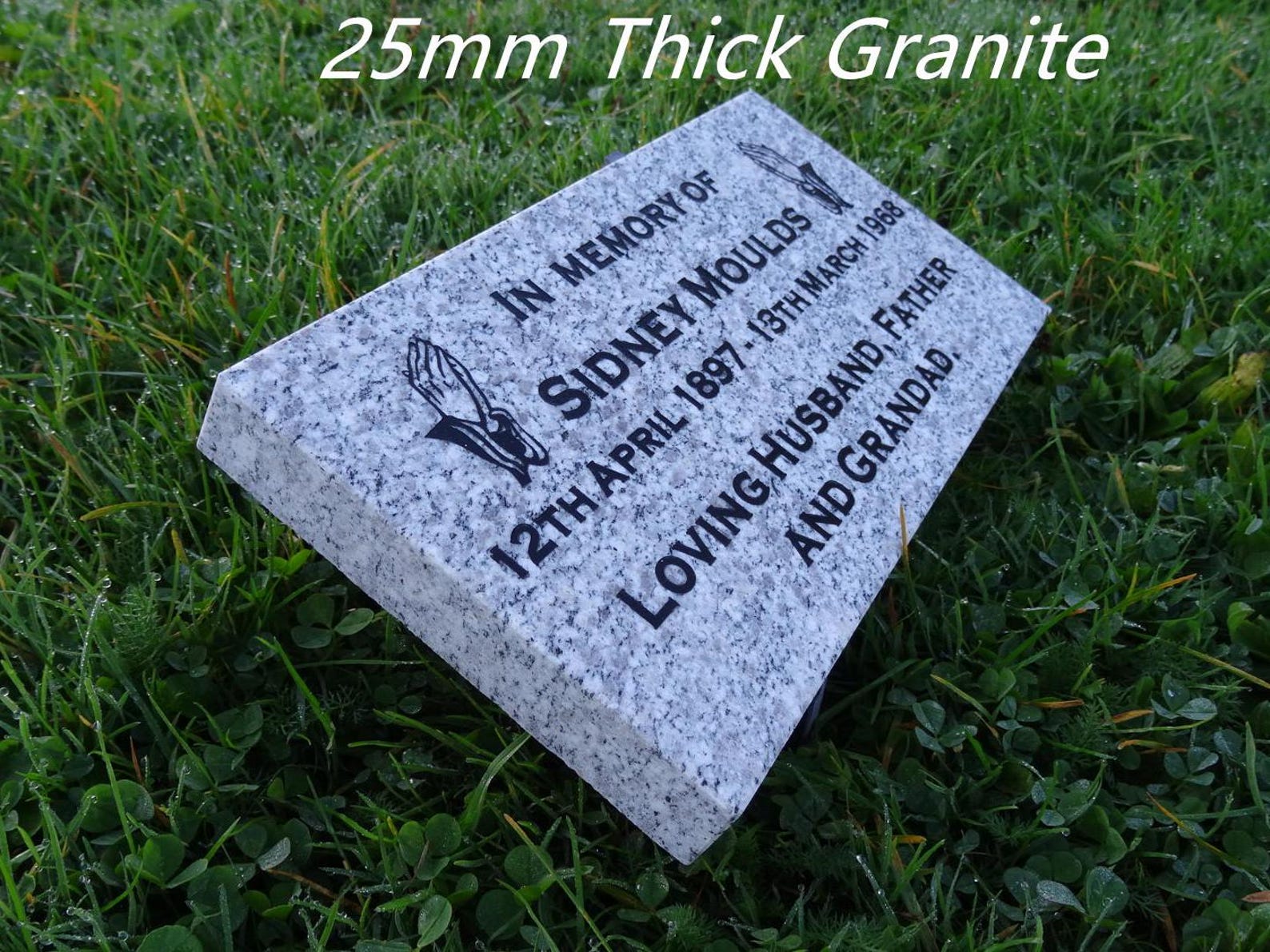 Sliver R Personalised Sliver Grey Granite Memorial Plaque, Headstone ...