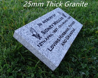 Personalised Sliver Grey Granite Memorial Plaque, Headstone, Remembrance, Sympathy Gift, Stone Grave Marker, Cemetery, Deep Engraved