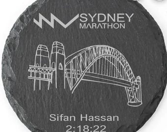 Personalised  Half/Marathon Finisher Slate Coaster: Runner Gift