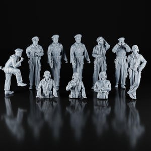 British Tankers WW2 x10 – Tank Crew Figures for Dioramas and Wargames – 3D Resin Military Model – 1/35 1/43 1/48 1/72 1/87