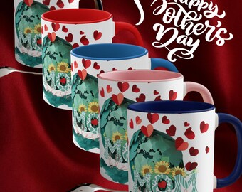 Happy Mother's Day Gift: Celebrate Mom with a Accent Coffee Mug - Mom Blessed / Mom Blessed / Happy Mother's Day / Accent Coffee Mug, 11oz