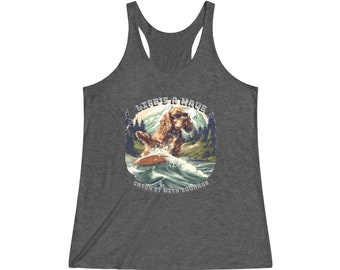 Women's Tri-Blend Racerback Tank / Life is a Wave / Cocker is Surfig Print