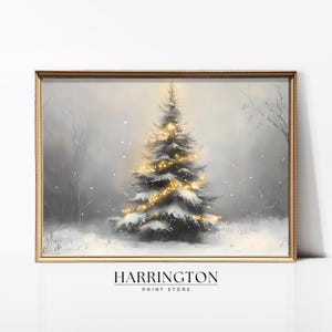Christmas Tree Oil Painting, Winter Landscape Wall Art, Farmhouse Oil Painting, Christmas Tree Artwork,  Holiday Decor, Trendy Xmas Wall Art