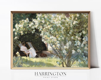 Summer Garden Vintage Print, Vintage Landscape Painting, Summer Farmhouse Wall Art, Country Decor,  Antique Summer Prints, Digital Download