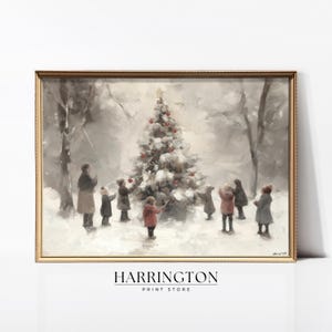 Christmas Tree Oil Painting, Winter Landscape Wall Art, Farmhouse Oil Painting, Christmas Tree Artwork,  Holiday Decor, Trendy Xmas Wall Art