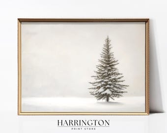 Christmas Tree Oil Painting, Winter Landscape Wall Art, Farmhouse Oil Painting, Christmas Tree Artwork,  Holiday Decor, Trendy Xmas Wall Art