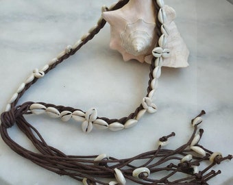 Vintage Women's Cowrie braided Belt. Rare handmade Seashell belt from Ukraine.