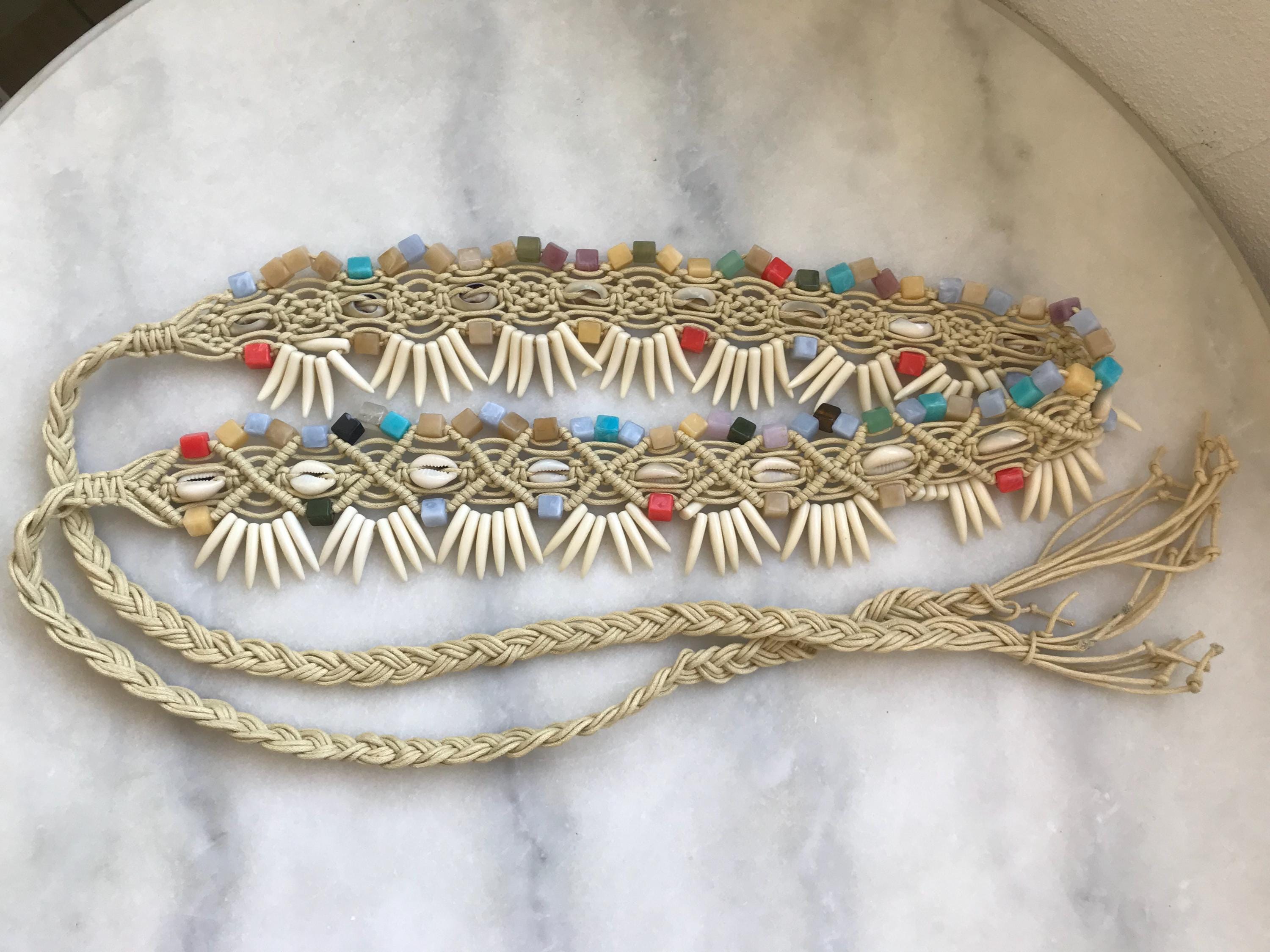 Macrame Braided Cowry Shell Belt: Handmade Boho Tribal Wear  display picture 2