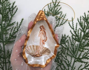 Birth of Venus Shell Ornament: Handmade Aphrodite Altar Decor