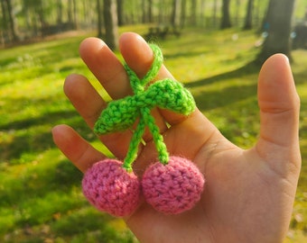 Crochet Cherry Keychain and Bag Charm