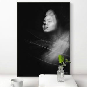Black & White Wall Art Print - Minimalist Scandinavian Mystical Photography Digital Download for Modern and Ethereal Home Decor
