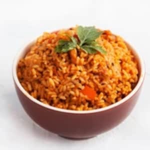 Ghana  Jollof Rice served with stew chicken - Serves 2 - see description