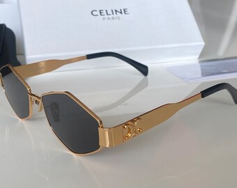 Celine Triomphe Occhiali da sole dorati Occhiali in metallo con scatola CL40234U Sonnenbrille Gafas Occhiali Lunettes