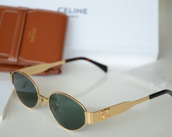 Celine Triomphe Gafas de sol doradas Gafas de metal con caja CL40235U Sonnenbrille Gafas Occhiali Lunettes