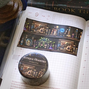 Fantasy Victorian Bookshelf Washi tape, Gothic Library Journal Stationery, Book Lover Bullet Journal Decor, Vintage Planner Item