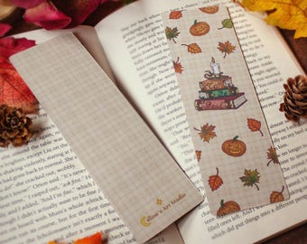 To Be Read Bookmark Cozy Autumn TBR, Cute Fall Reading Accessoire Whimsical Autumnal Book Charm Tartan Pattern Whimsigoth Artwork
