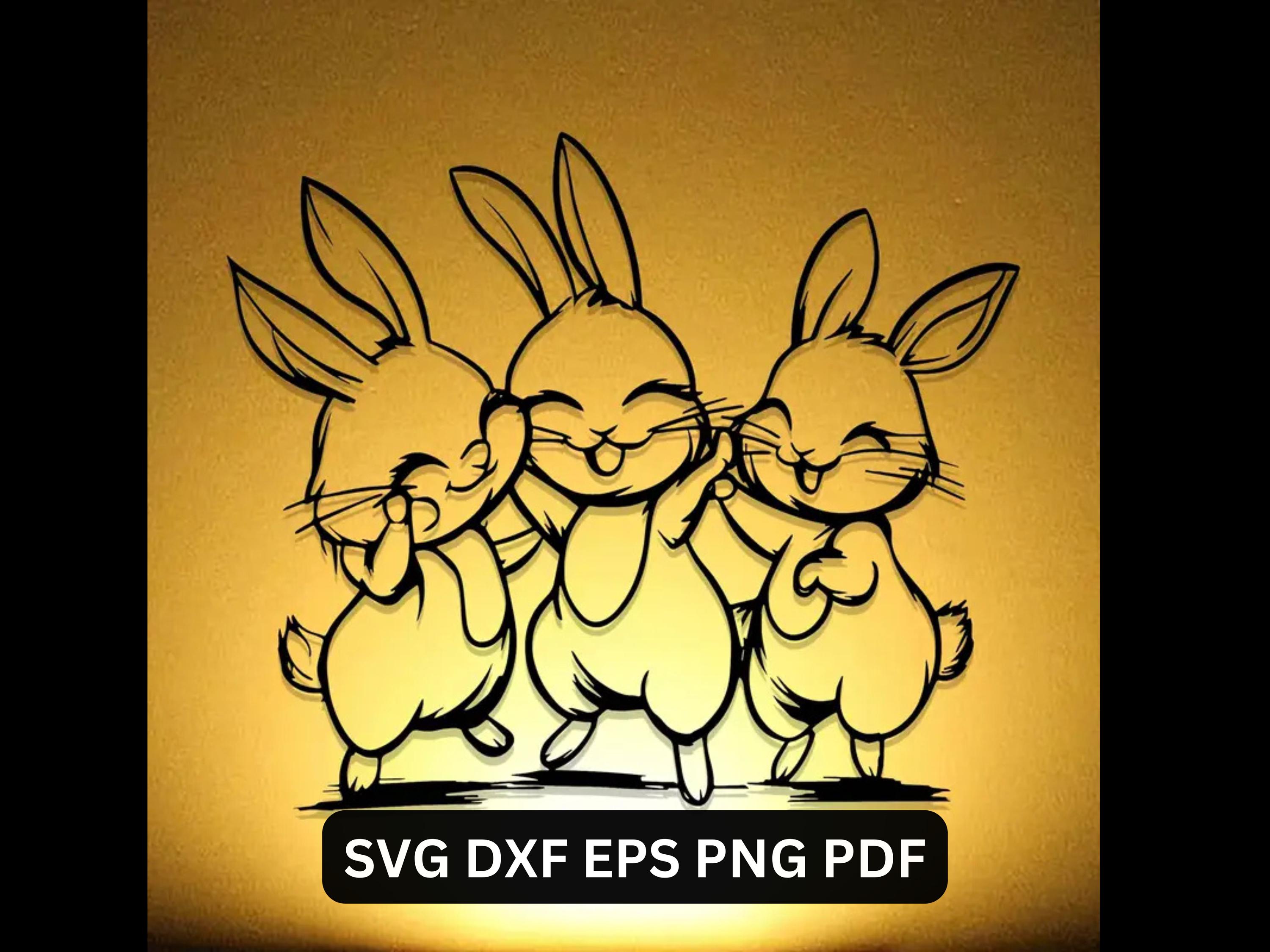 Happy Bunny Trio – Cute Easter Rabbits SVG, PNG, EPS, Dxf, Pdf - Etsy