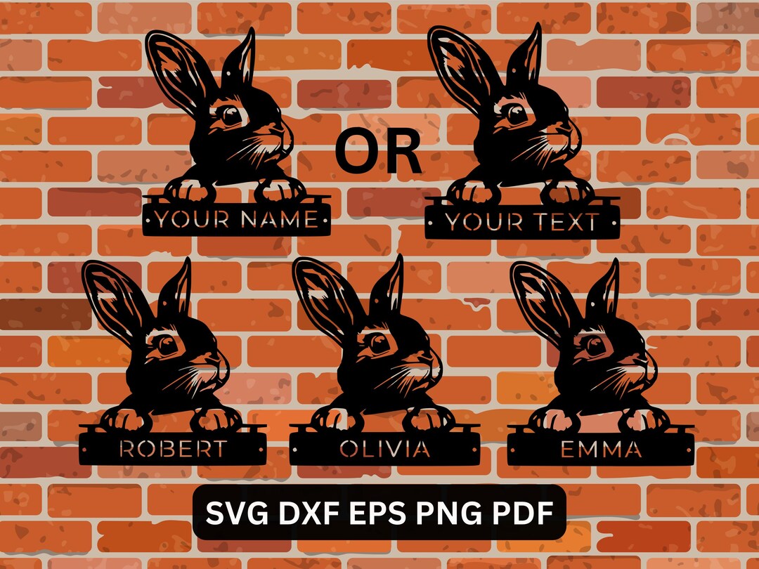 Personalized Rabbit Wall Sign - Custom Metal Bunny Name Plaque - Laser ...