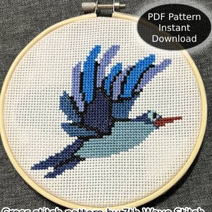 Blue Bird Cross Stitch Pattern PDF Instant Download