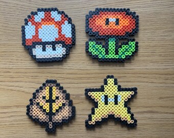 Handmade Super Mario inspired perler magnets