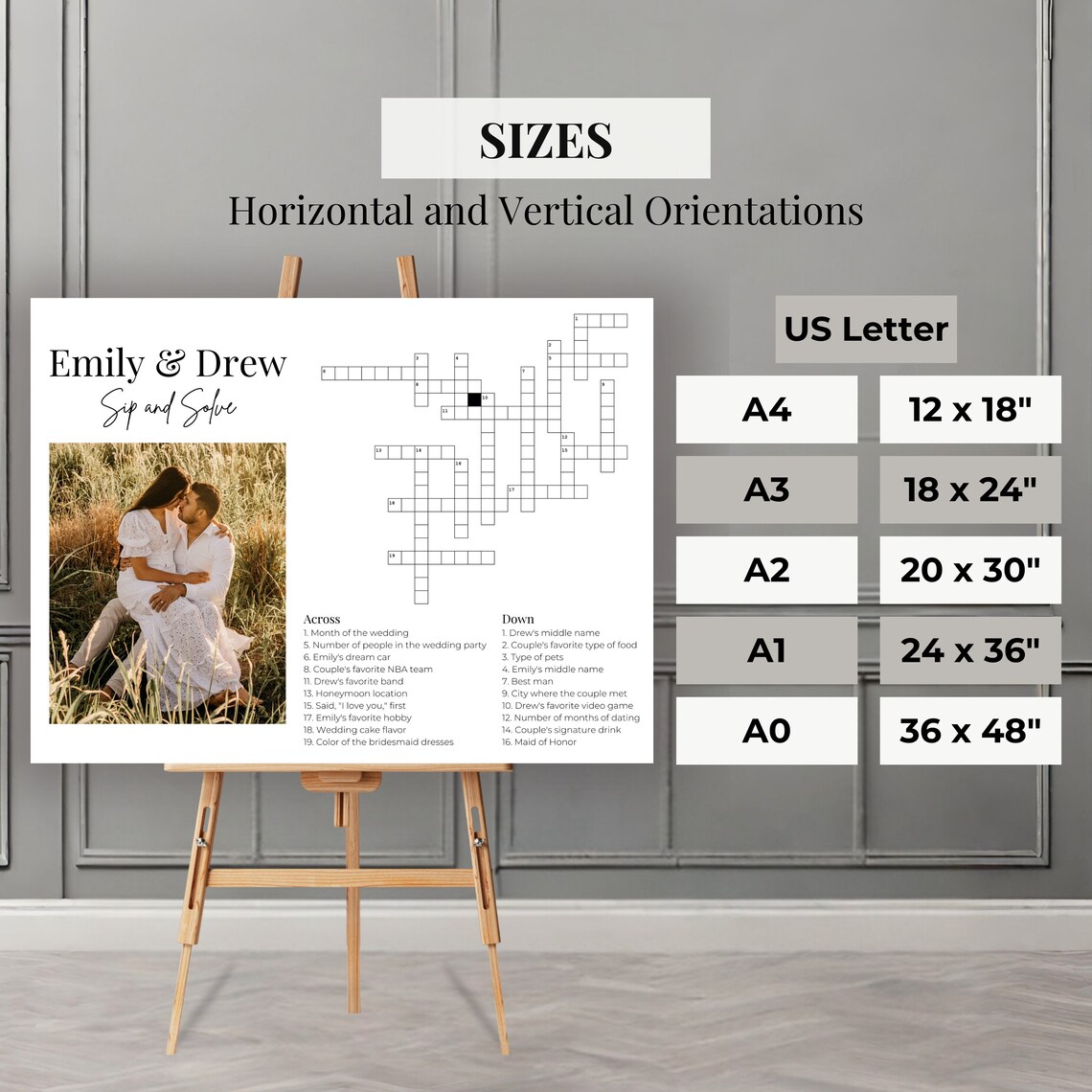 Bridal Shower Crossword Puzzle Game, Sip and Solve Crossword Puzzle ...