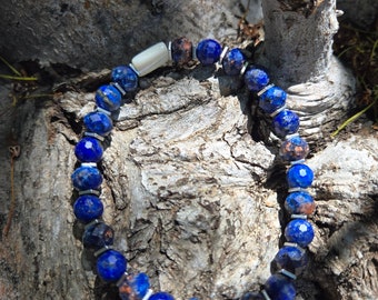 Blue Azurite Beaded Gemstone Bracelet
